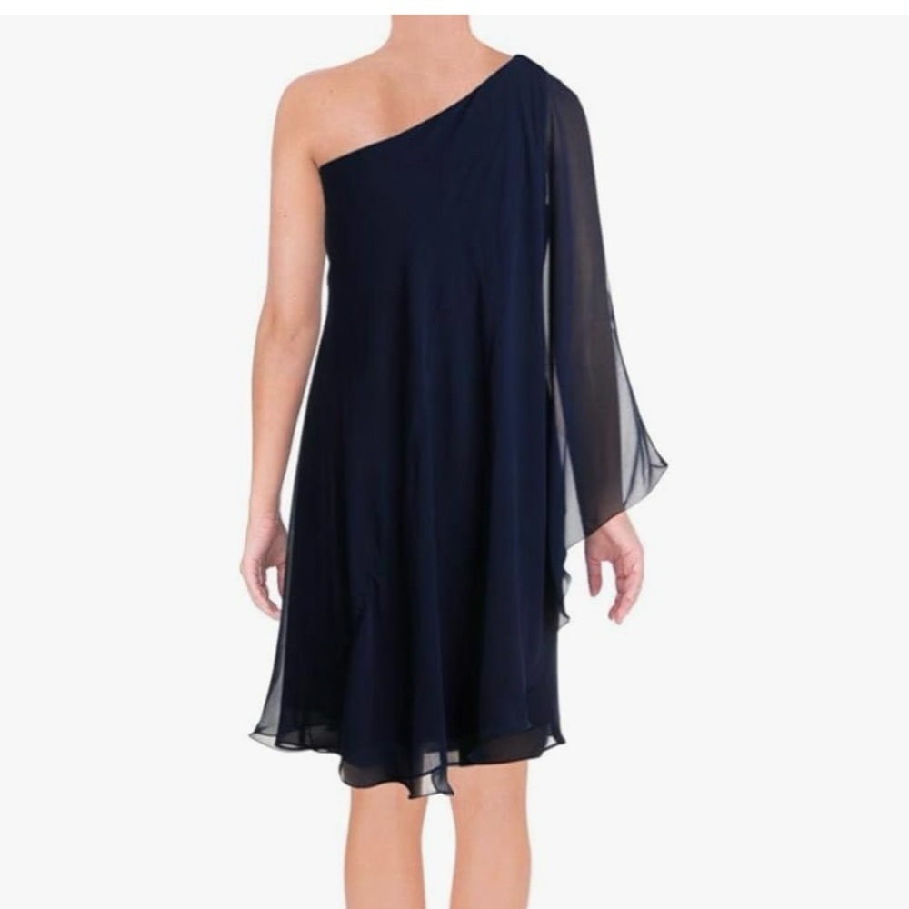 NWT Lauren by Ralph Lauren Women's Londie One-Shoulder Fuschia Dress Size 14 - Picture 12 of 12
